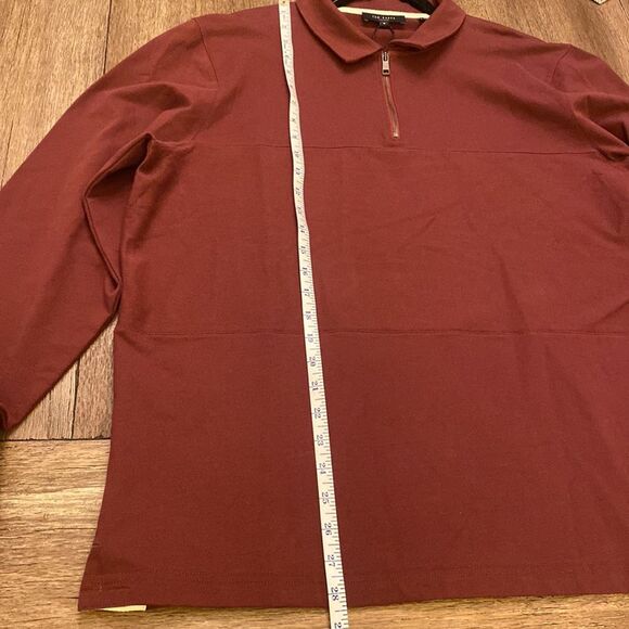 Ted Baker London Mens MMB-LYDNEY Maroon 1/4 Zip Long Sleeve Collared Top Size 5 - Picture 6 of 13